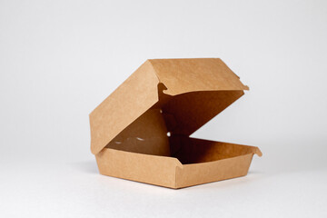 open craft food packaging on white isolated background