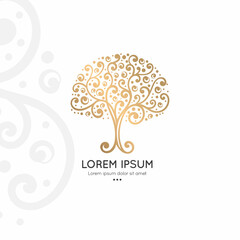 Abstract tree emblem on a white background. Modern illustration. Isolated vector. Great for logo, monogram, invitation, flyer, menu, brochure or any desired idea.