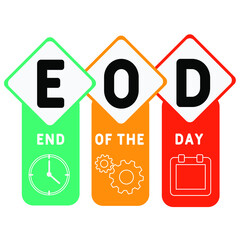 EOD - End Of the Day acronym. business concept background.  vector illustration concept with keywords and icons. lettering illustration with icons for web banner, flyer, landing