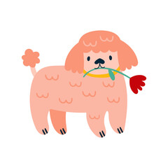 Valentines day cute dog character. Childish print for card, sticker and apparel design