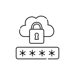 Passwords on the cloud line icon. Isolated vector element.