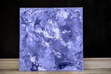 Trendy color of year 2022 Very Peri. Acrylic Fluid Art. Oil painting background of abstract violet ocean.