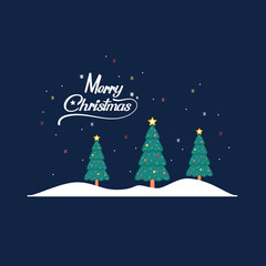 Merry Christmas poster. New Year greeting card design with stylized Christmas tree. Vector illustration.