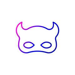 Devil mask outline icon. Sexual seduction. Sex shop. Adult game. Purple gradient symbol. Isolated vector illustration