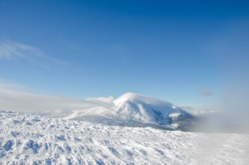 snow covered mountains