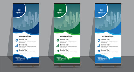 Creative Business Roll Up Signage Banner Template Design.