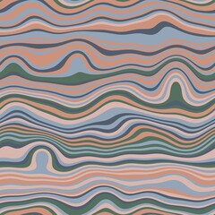 Seamless wavy stripe trendy surface pattern design for print. High quality illustration. Curved striped simple abstract digitally rendered repeat tile for fashion, fabric, textile, interior, or decor.
