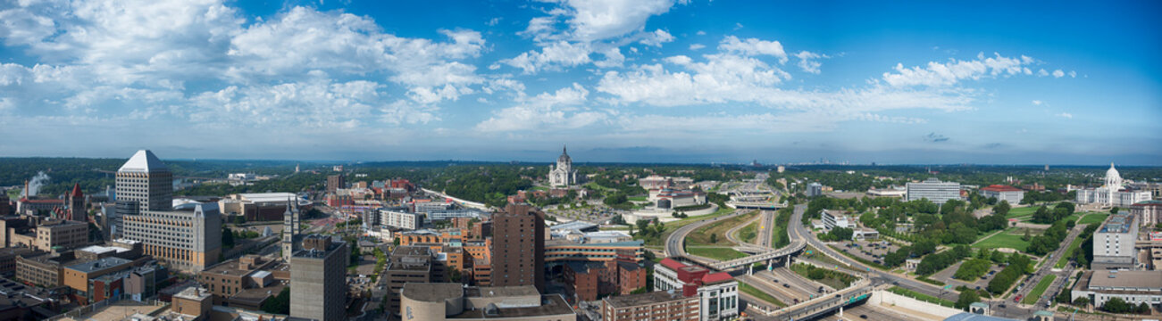 St Paul, Minnesota. Looking Towards State Capital Building And Cathedral 