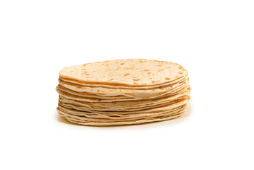 Grilled pitta bread isolated on white background.