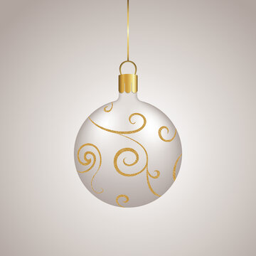 Christmas pearl glass ball with gold curl design