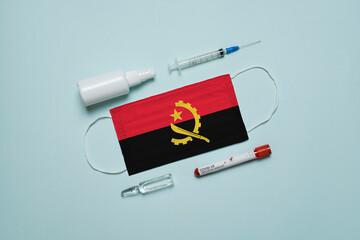 Blood tube for test detection of virus Covid-19 Omicron Variant with positive result, medicine mask...