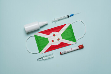 Blood tube for test detection of virus Covid-19 Omicron Variant with positive result, medicine mask...