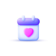 Realistic icon with calendar 3d for concept design. Time appointment, reminder date concept. Vector template. Schedule, date, day, plan, symbol concept. Realistic vector icon