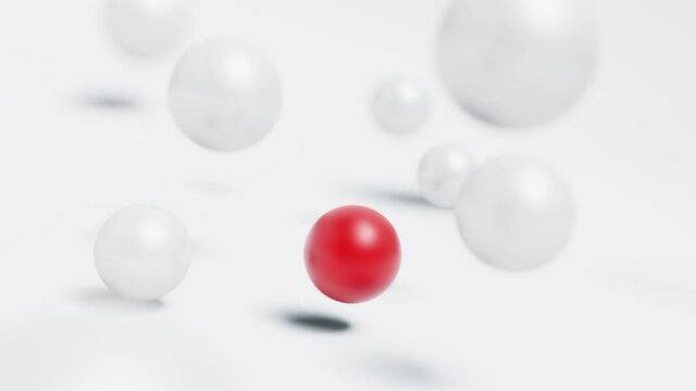 3d render illustration ball bounce floor white red video stock footage falling surface  motion slow Abstract 4k