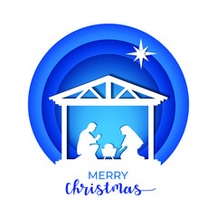 Birth of Jesus Christ. Baby Jesus. Merry Christmas greeting card poster and banner design