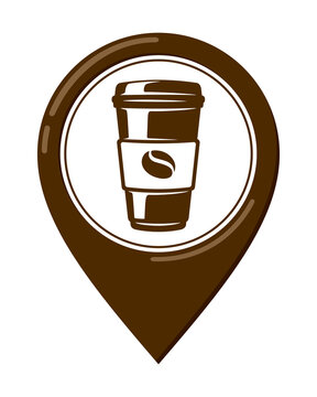 coffee point logo designs, coffee Location logo template designs. Map Pointer with Paper Coffee Cup. vector illustrator  