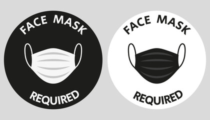 Set of face mask required stickers.