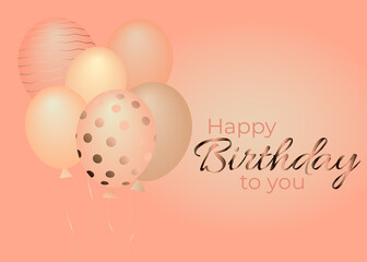 Happy birthday card with balloons in delicate shades