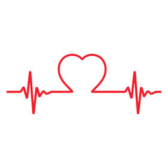 Heart shaped pulse illustration on white background