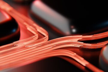 Digital data flow on road with motion blur to create vision of fast speed transfer. 3d render