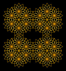 Golden floral decoration vector on dark black color background 