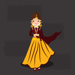 Fototapeta na wymiar girl in a red and yellow dress
