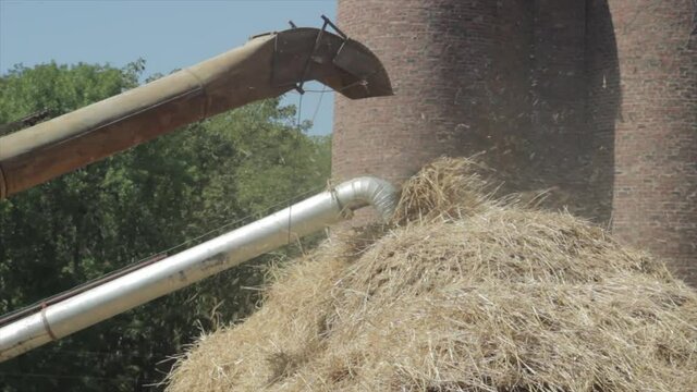 Old hay threshing machine