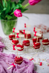 Valentines whoopie pies for Valentine's Day.selective focus
