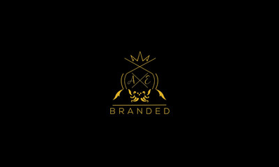 AE is a branded luxury logo with golden color and black background.