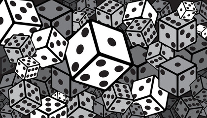 Vector illustration of abstract dice symbols background. Game concept
