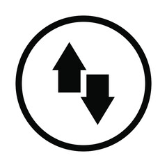 Data Transfer icon. Flat icon. Transfer arrow icon vector illustration in circle isolated on white background