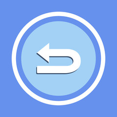 Go back left arrow icon. Return arrow  icon on circle. Left vector icon illustration isolated on blue background