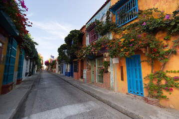 Colorful alley in Cartagena, Colombia