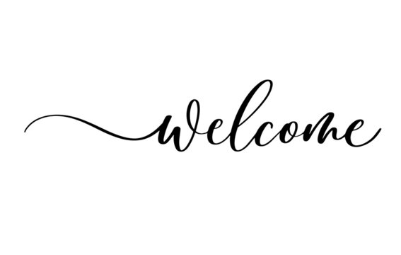 Welcome - calligraphic inscription with smooth lines.