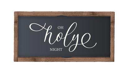 Obraz premium Oh holly night. Hand drawn holiday lettering. Ink illustration. Modern brush calligraphy. Isolated on black background.