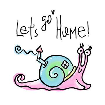 Lets Go Home. Watercolor Sanil in Cozy Sweet Home