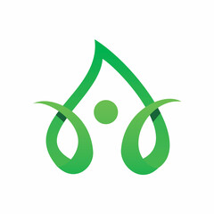 green nature leaf line people logo design