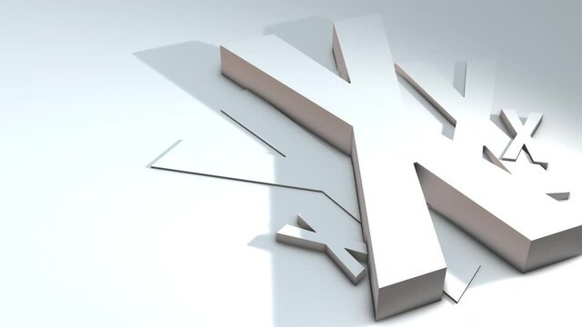 3d animation of a letter of the alphabet - X - 3d animation model on a white background