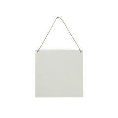 blank metal sign with twine. space for your text. isolated on white background