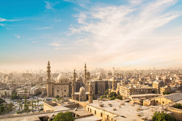 Nice view of the Mosque-Madrasa of Sultan Hassan in Cairo, Egypt
