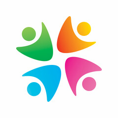 full color people community group logo design