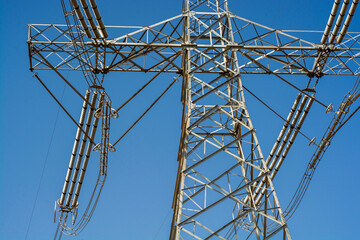 Close up of a high voltage powerline 