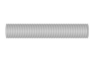 Flexible corrugated gray plastic pipe isolated on white.