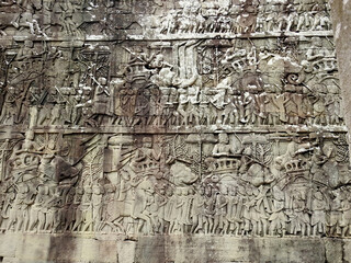 Fototapeta na wymiar Bas-reliefs on the temple Ankgor wat, Cambodia 