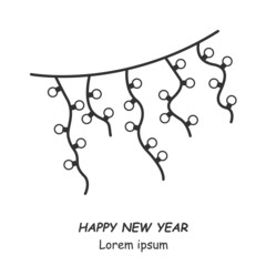 Christmas tree garland. Illustration on a white background. For icon, stamp, label, certificate, brochure, gift card, poster, coupon or banner decoration. Vector EPS 10.