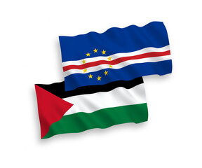 Flags of Republic of Cabo Verde and Palestine on a white background