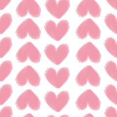 Cute seamless pattern with pink hearts. Template for different types of printing