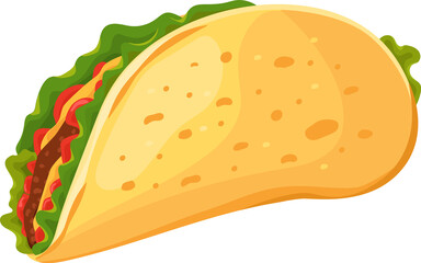 Fast food meal, pita with meat and sauce. Vector pita meal with meat, kebab lunch with beef, delicious grill isolated illustration