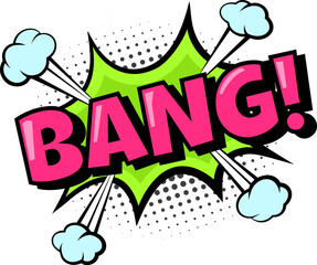 Bang speech bubble for comics magazine, pop art style. Illustration of boom and bang design cartoon, cloud funny retro vector