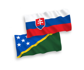 Fototapeta premium Flags of Slovakia and Solomon Islands on a white background